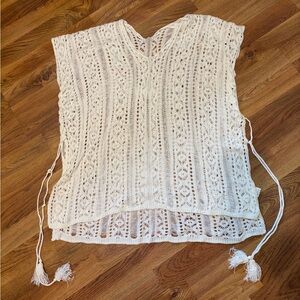 Cream Crochet Knit Swimsuit Cover